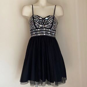 Trixx black mini dress Embellished size 3 NWT